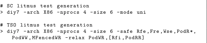 Fig. 10. diy7 litmus test generation commands.