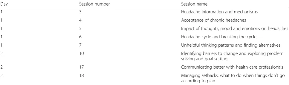 Table 3 Key components of the group intervention