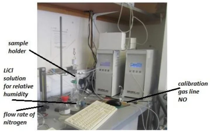Figure 3-11 Nitric Oxide analyser experimental set up. 