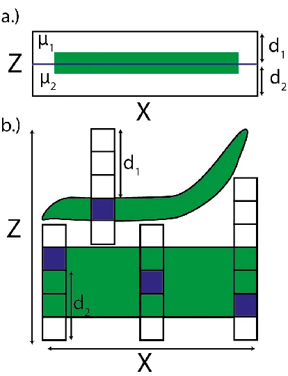 Figure 2 - Identification of Sound Scattering Layer (SSL) pixels, where green features 