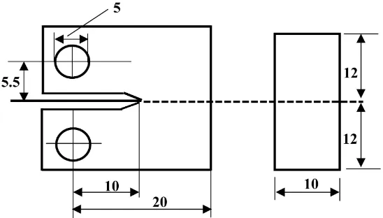 Figure 2. Geometry of CT-specimen according to ASTM D5045. 