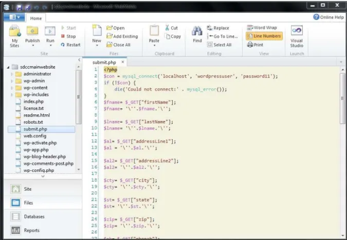 Figure 2.4. Microsoft WebMatrix IDE. 