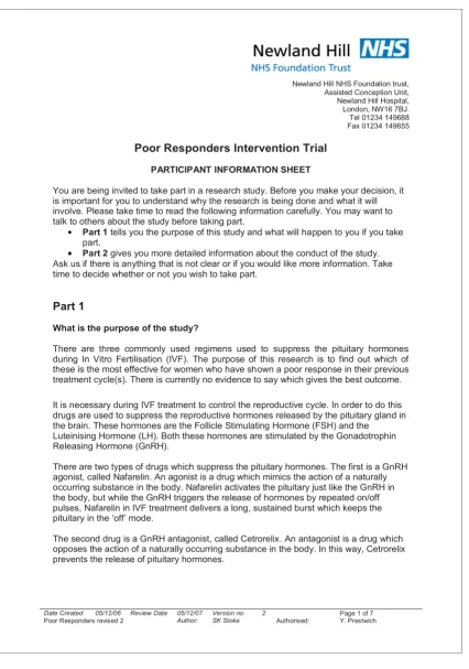 Figure 1Front page of the original participant information sheetFront page of the original participant information sheet.