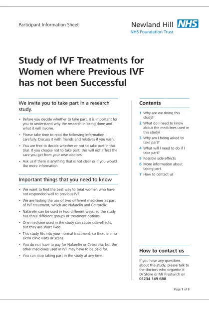 Figure 3Front page of the revised participant information sheetFront page of the revised participant information sheet.