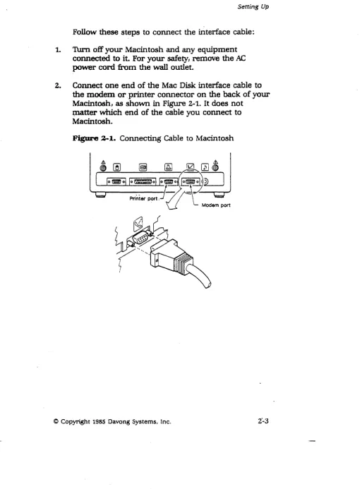 Figure 2-1. Connecting Cable to Macintosh 
