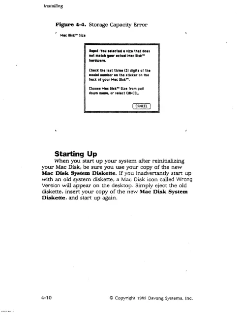 Figure 4-4. Storage Capacity Error 