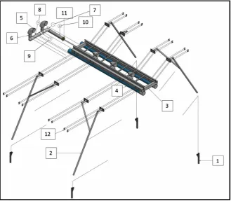 Figure 5. Different views of the axle and wheel hub assembly on the flatbed trailer. The scale of the drawing is 1 cm = 0.5 m