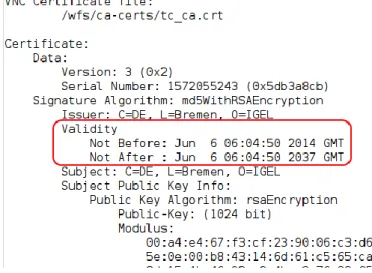 Figure 20: Thin client certificate for secure shadowing 