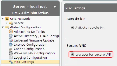 Figure 23: Options for VNC logging 