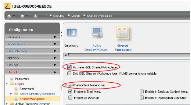 Figure 35: Activate IGEL Shared Workplace 
