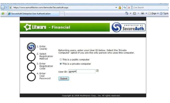Figure  #13: User enters his/her UserID to begin the registration Process 