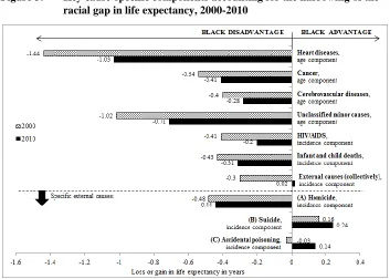 Figure 3: Key cause-specific components accounting for the narrowing of the racial gap in life expectancy, 2000-2010 