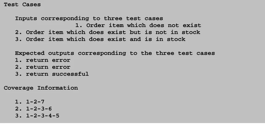 Figure 2.6: Three test cases and their coverage information for service A 