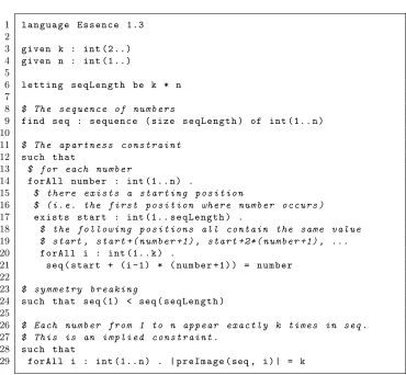 Fig. 1. Essence Speciﬁcation: Direct Approach to Modelling Langford’s Problem.