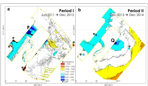 Fig. 3 Traces of cracks on paved ground surface observed in June 2011. Mean orientation of the lines is N37.5°W