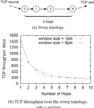Figure 1. TCP performance over a String topology. 
