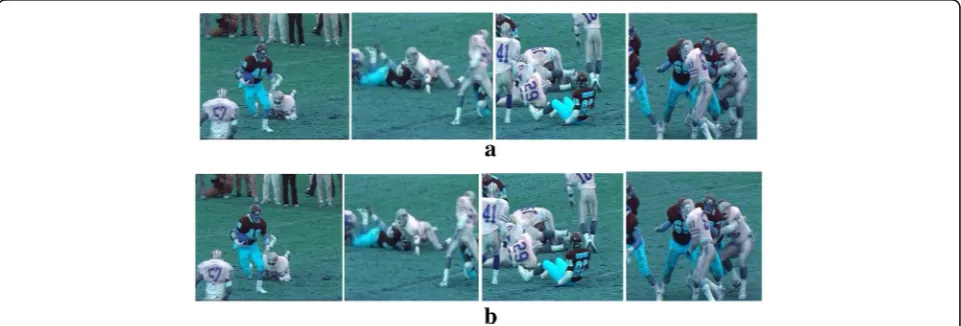Fig. 10 Selected frames of live video streams. a Original frames. b Decoded frames
