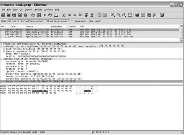 Figure 2-1:  A packet capture of a device trying to see whether any other device has the address it chose