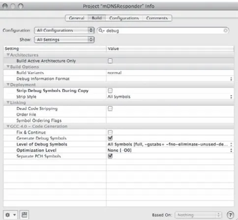 Figure 2-5:  The Xcode project for mDNSResponder