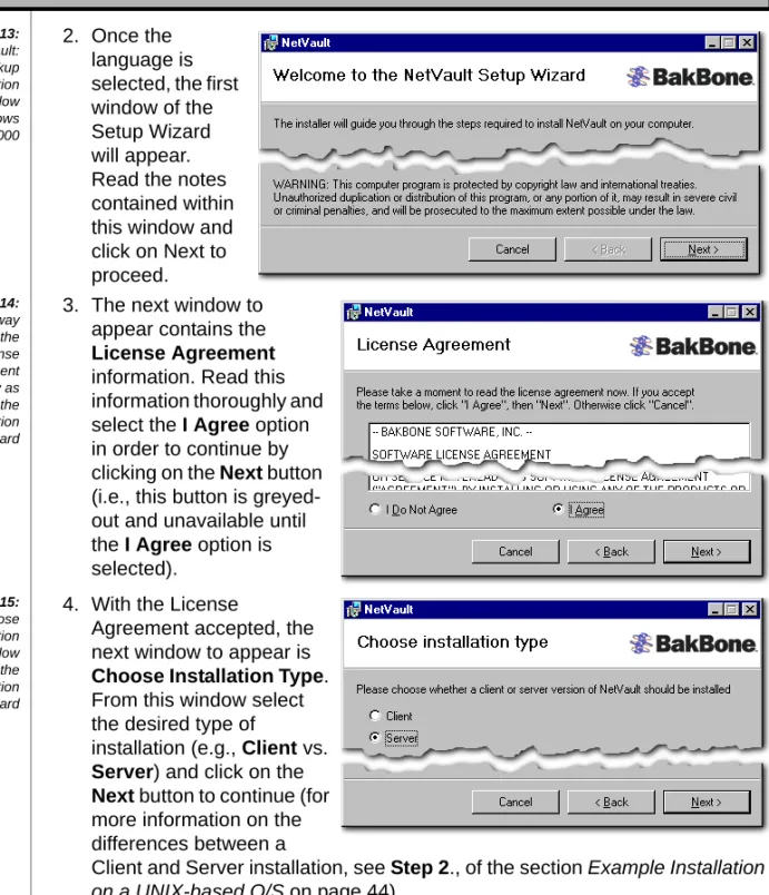 Figure 4-13: The NetVault: Backup Installation Wizard window for Windows 2000 2. Once the  language is  selected, the first window of the Setup Wizard  will appear
