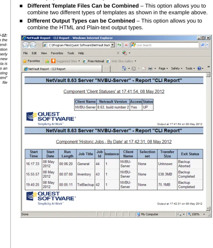 Figure 4-12: When the  “-append-output” option is properly used, new report data is added to an existing “output.html” file