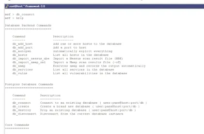 Figure 1.4 Database Commands after Connecting to the Database