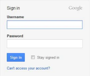 Figure 1. The login area for Gmail users 