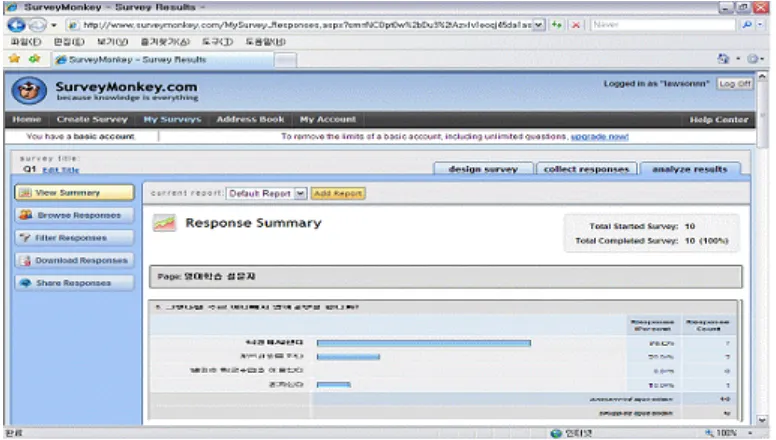 Figure 2. A screen shot of the online survey using Surveymoney.com  