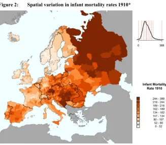 Figure 2: Spatial variation in infant mortality rates 1910* 