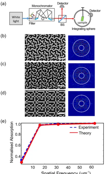 Figure 5. Experiment results. (a) Experimental set-up for absorption measurement in the patterned structures