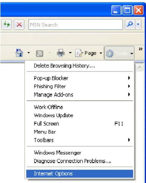 Figure 1 The “Tools” Tab in Internet Explorer 7 