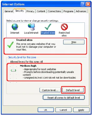 Figure 4 The “Trusted sites” zone in Internet Explorer 7 