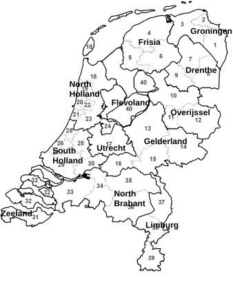 Figure A.1: Map of NUTS 2 regions (provinces) and NUTS 3 regions in the Netherlands 