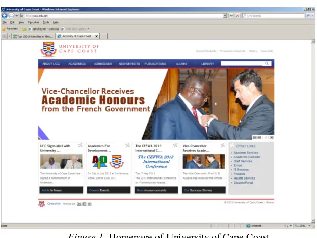 Figure 1. Homepage of University of Cape Coast 