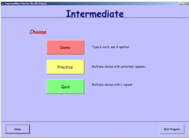 Figure 2: Intermediate level main screen  Figure 3: Demonstration screen 