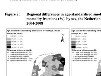 Table 1: Spatial clustering by cause of death and sex, the Netherlands, across 40 NUTS-3 regions, 2004-2008 