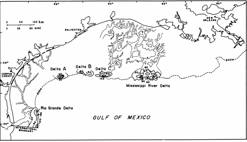Figure 10. Map showing location of shelf-margin deltas identified by Suter and Berryhill (1985) and their associated paleodrainage networks
