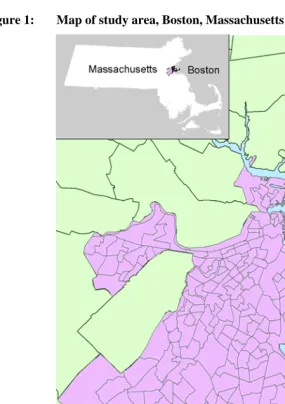 Figure 1: Map of study area, Boston, Massachusetts (2010 US Census Tracts) 
