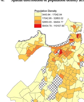 Figure 6: Spatial distribution of population density across Boston census tracts 