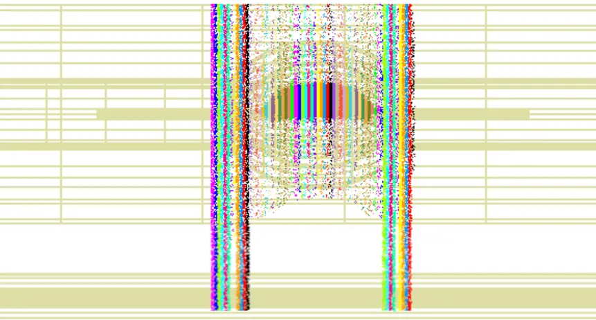 Fig. 12: Magnified view of the D2S emission region.  Note the segments in which rays are generated using the Inverse Abel method