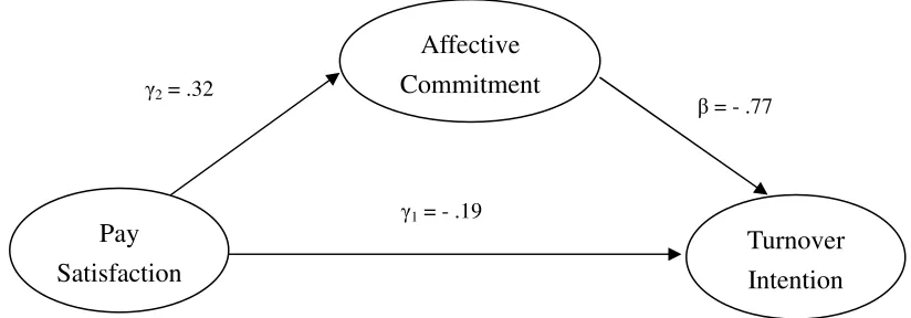 Figure 1. The direct and indirect effects of pay satisfaction on turnover intention 