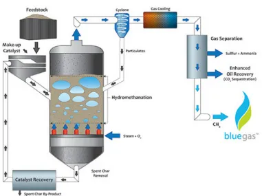 Figure 1.3 Overview of the GreatPoint Energy Bluegas™ Process – once –through catalytic 