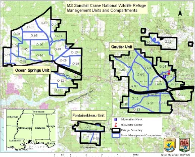 Figure 1. Map of the Mississippi Sandhill Crane National Wildlife Refuge showing management compartments 