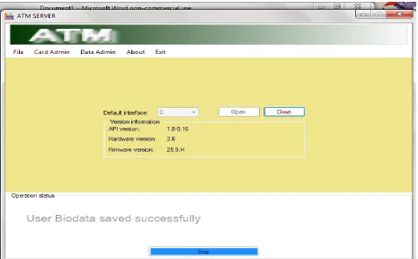 Figure 5. Captured screenshot of the user component for card supply. 