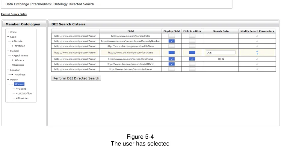 Figure 5-4 The user has selected  