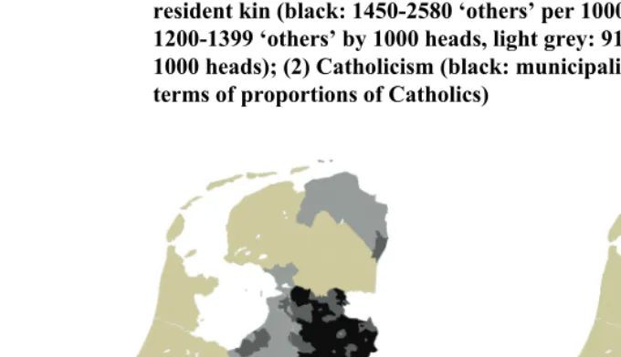 Figure 2: Maps of the Netherlands in 1899 indicating the study area and (1) co-