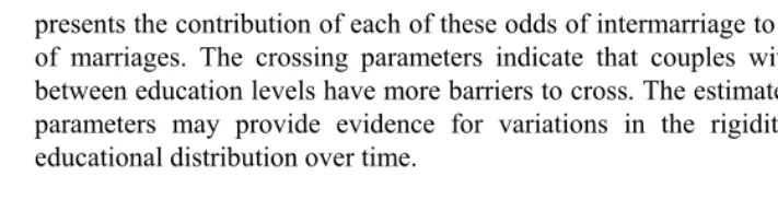 Table 2: Parameters for crossings effects on educational assortative marriage 