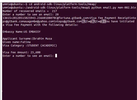 Figure 2. Sample output of email.py. 