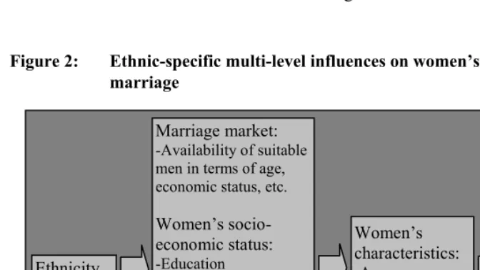 Figure 2: Ethnic-specific multi-level influences on women’s transition to first 