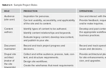 TABLE 2-1: Sample Project Roles
